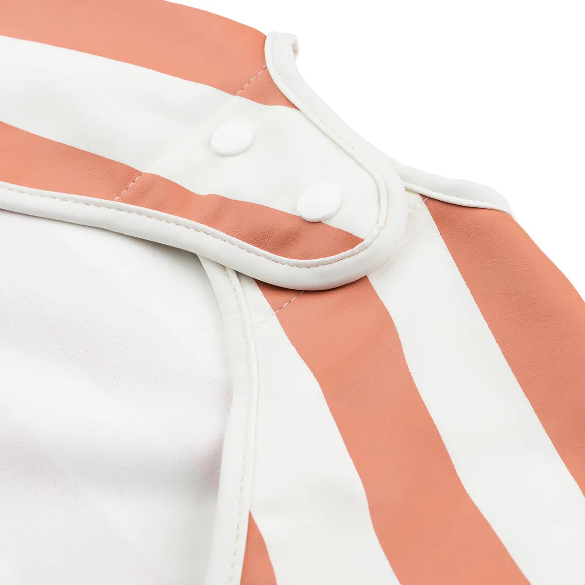 Sleeved pocket bib - Stripes - Papaya