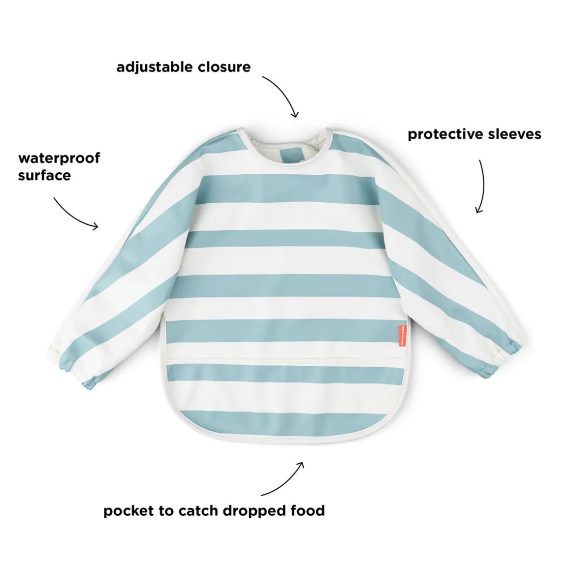 Sleeved pocket bib - Stripes - Blue