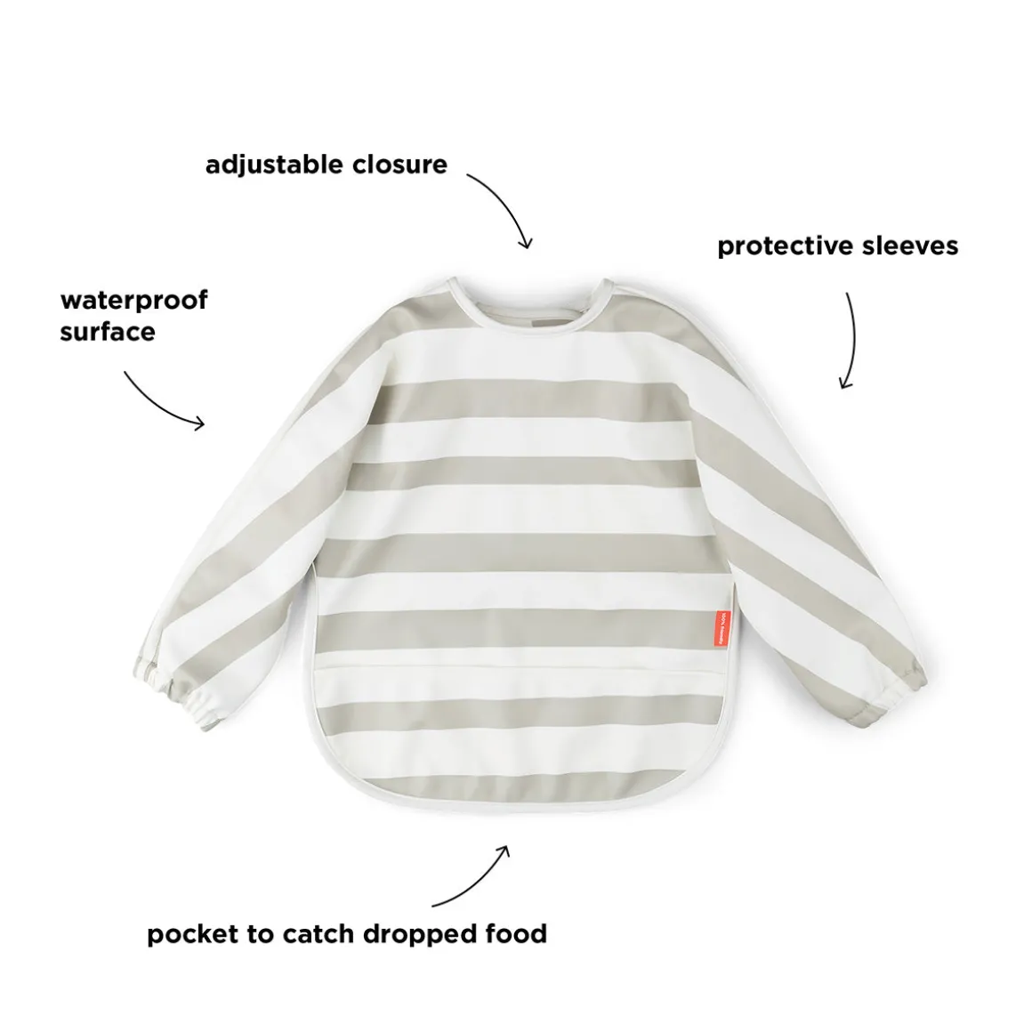 Sleeved pocket bib - Stripes - Sand