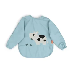 Sleeved pocket bib - Tiny farm - Blue