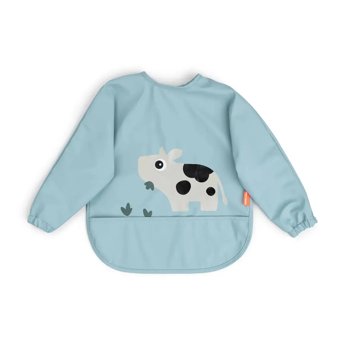 Sleeved pocket bib - Tiny farm - Blue