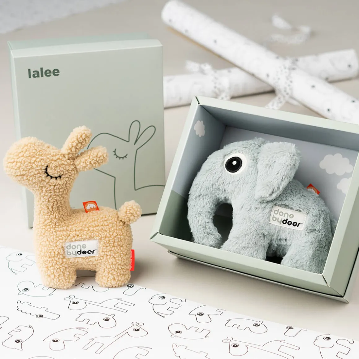 Soft toy gift box - Elphee - Blue