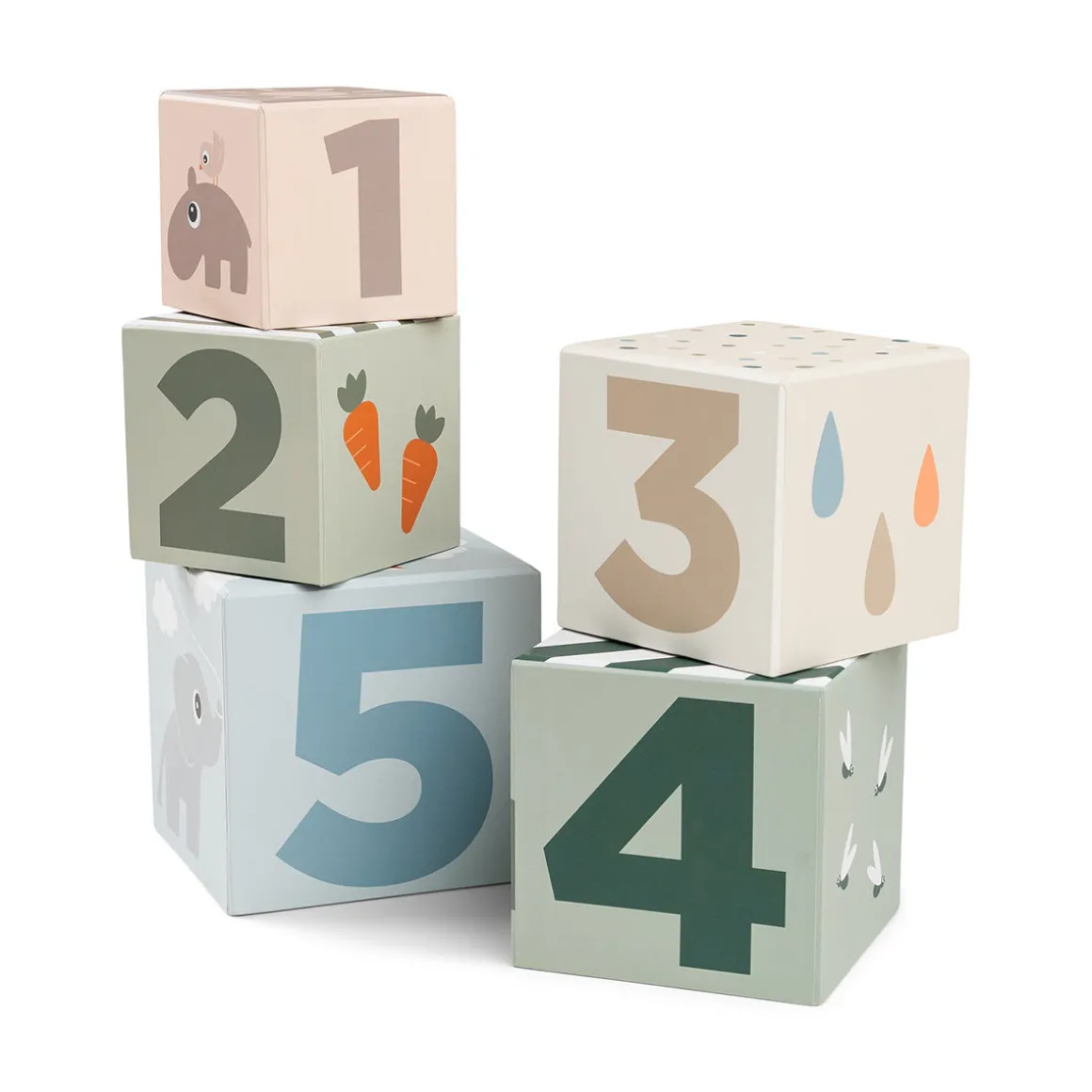 Stacking cubes 5 pcs - Deer friends - Colour mix