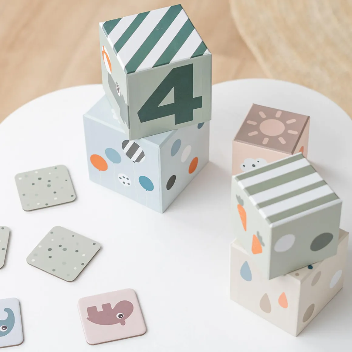 Stacking cubes 5 pcs - Deer friends - Colour mix