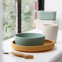 Stick & Stay dinner set - Lalee - Green/Mustard/Sand