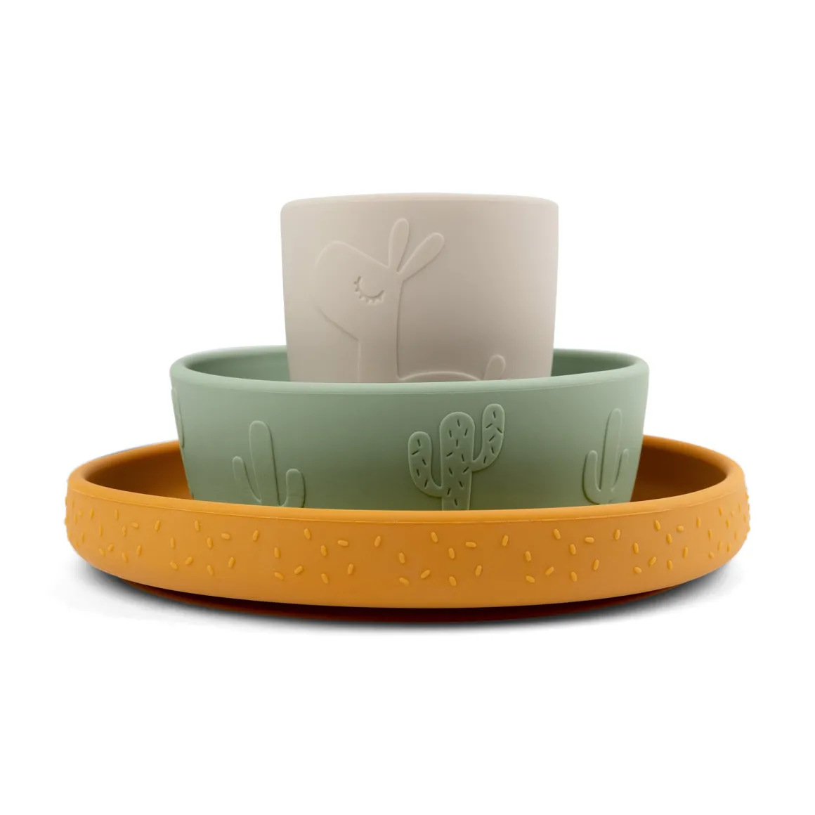 Stick & Stay dinner set - Lalee - Green/Mustard/Sand