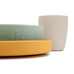 Stick & Stay dinner set - Lalee - Green/Mustard/Sand