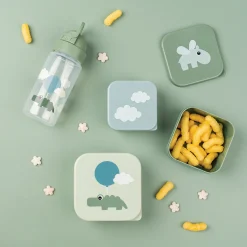 Straw bottle - Happy clouds - Green - 350 ml