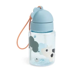 Straw bottle - Tiny farm - Blue - 280 ml