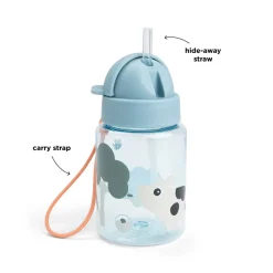 Straw bottle - Tiny farm - Blue - 280 ml