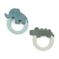 Teether 2-pack - Deer friends - Green/Blue