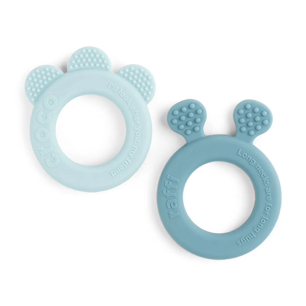 Teether 2-pack - Deer friends - Blue