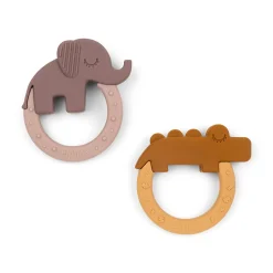 Teether 2-pack - Deer friends - Mustard/Powder