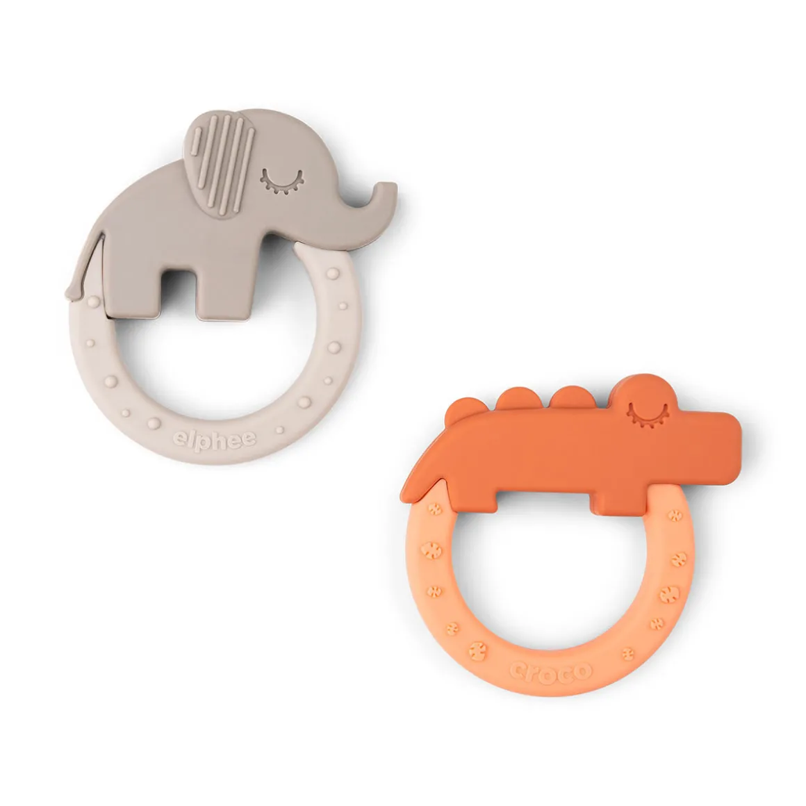 Teether 2-pack - Deer friends - Papaya/Sand