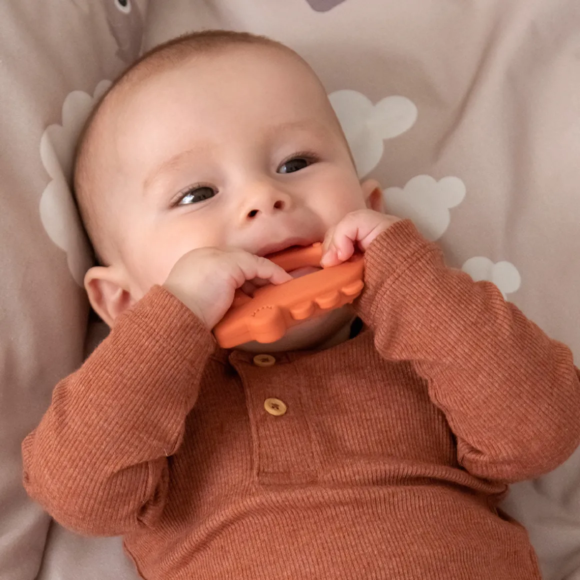 Teether 2-pack - Deer friends - Papaya/Sand
