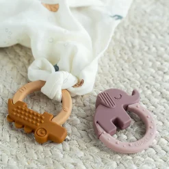 Teether 2-pack - Deer friends - Mustard/Powder
