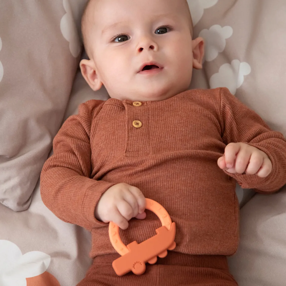 Teether 2-pack - Deer friends - Papaya/Sand