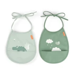Tiny pocket bib 2-pack - Croco - Green