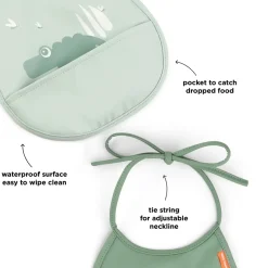 Tiny pocket bib 2-pack - Croco - Green