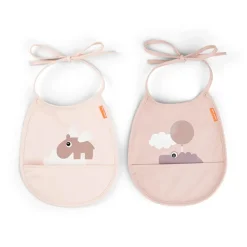 Tiny pocket bib 2-pack - Happy clouds - Powder