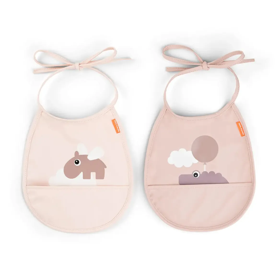 Tiny pocket bib 2-pack - Happy clouds - Powder