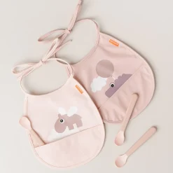 Tiny pocket bib 2-pack - Happy clouds - Powder