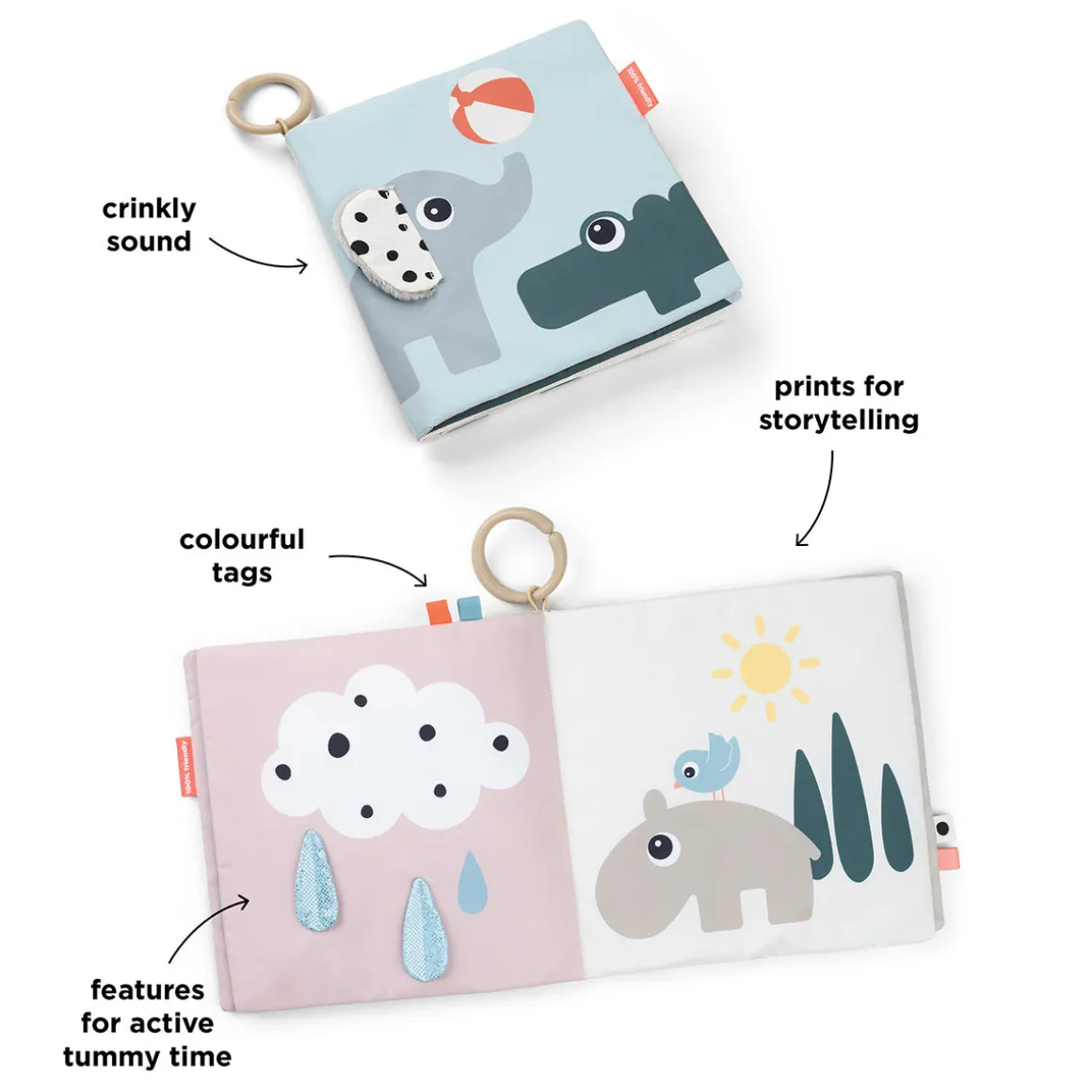 Tummy time soft book - Deer friends - Colour mix