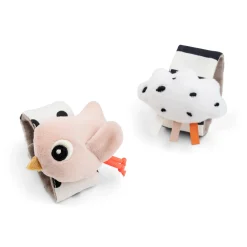 Wrist rattle set 2-pack - Happy clouds - Powder